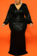 Black Sexy Solid V Neck Evening Dress Dresses