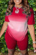 Red Fashion Casual Gradual Change Print Basic O Neck Short Sleeve Two Pieces