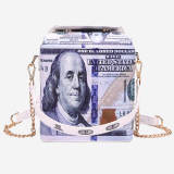 Blue Fashion Casual Print Crossbody Bag