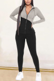 Black Casual Solid Split Joint Turndown Collar Long Sleeve Two Pieces