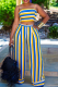 Multicolor Casual Striped Patchwork Spaghetti Strap Sleeveless Two Pieces