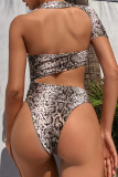 Multicolor Fashion Sexy Print Hollowed Out Backless Swimwears