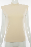 Apricot Casual Solid Split Joint Half A Turtleneck Tops