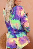 Green Fashion Casual adult Patchwork Print Tie Dye Gradient Two Piece Suits Straight Half Sleeve Two Pieces