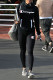 Black Casual Print Patchwork Turtleneck Long Sleeve Two Pieces