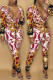 Colour Sexy Print V Neck Skinny Jumpsuits