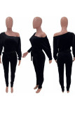 Black Fashion Print Bateau Neck Jumpsuits
