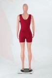 rose red Fashion Sexy Solid Polyester Sleeveless Slip