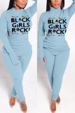 Coffee Street Print O Neck Long Sleeve Two Pieces