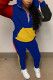 Royal Blue Fashion Casual Patchwork Basic Hooded Collar Long Sleeve Two Pieces