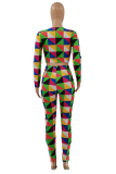 Green Casual Plaid Patchwork Half A Turtleneck Long Sleeve Two Pieces