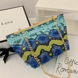 Yellow Fashion Print Chain Strap Messenger Bag