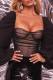 Black Sexy Solid Split Joint Square Collar Tops
