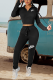 Black Casual Print Letter Zipper Collar Long Sleeve Two Pieces