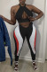 Black Fashion Sexy Patchwork Hollowed Out Backless Halter Sleeveless Two Pieces