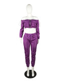 As Show Elastic Fly Mid Patchwork pencil Pants Two-piece suit