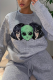 Grey Casual Print Pullovers O Neck Tops