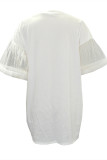 White Fashion Casual Print Patchwork O Neck T-shirt Dress