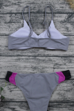 Grey Sexy Color Block Patchwork Swimwears