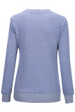 Grey Cotton O Neck Long Sleeve Patchwork Print Tees & T-shirts