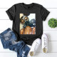 Black Fashion Casual Print Basic O Neck T-Shirts