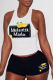 White Sportswear Print Patchwork U Neck Sleeveless Two Pieces