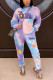 Multicolor Casual Print Hooded Collar Long Sleeve Two Pieces
