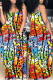 Orange Sexy Casual Print Backless Spaghetti Strap Sleeveless Dress