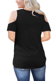 Black O Neck Short Sleeve Solid Tees & T-shirts