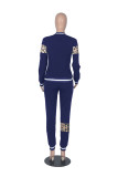 Colorful Blue Sexy Solid Patchwork O Neck Long Sleeve Two Pieces