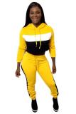Red adult Casual Fashion Patchwork Two Piece Suits Solid pencil Long Sleeve Two-piece Pants S