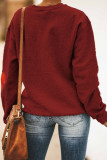 Maroon Fashion Sweet Adult Print O Neck Outerwear