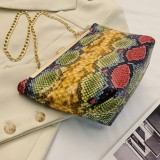Yellow Fashion Print Chain Strap Messenger Bag