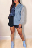 Multicolor Fashion Casual Patchwork Asymmetrical Turtleneck Tops
