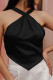 Black Sexy Solid Backless Cross Straps Spaghetti Strap Tops