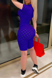 Red Sexy Solid Hollowed Out Zipper Collar Skinny Rompers