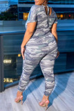 Camouflage Fashion Casual Camouflage Print Basic O Neck Regular Jumpsuits
