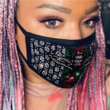 Black Fashion Casual Hot Drilling Decorative White Face Mask
