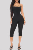 Pink Sexy Casual Solid Backless Square Collar Skinny Romper