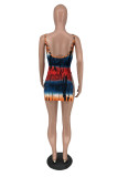 Multicolor Fashion Sexy Backless Slit Spaghetti Strap Sleeveless Dress