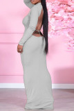 Red Sexy Solid Hollowed Out Backless Half A Turtleneck Wrapped Skirt Dresses