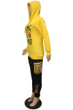 Rose Red Sportswear Letter Printing Hooded Collar Long Sleeve Two Pieces