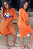 Blue Fashion Sexy Blue Orange Army Green Cap Sleeve Short Sleeves Step Skirt skirt Print Dresses