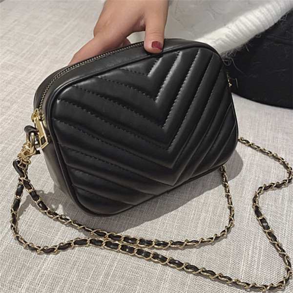 Black Fashion Casual Solid Chain Strap Crossbody Bag