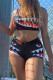Black Fashion Casual Print Basic U Neck Sleeveless Two Pieces