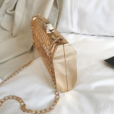 Champagne Fashion Patchwork Solid Chain Strap Crossbody Bag