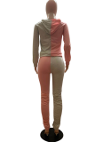 Pink Sportswear Patchwork Draw String Hooded Collar Long Sleeve Two Pieces
