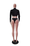 Blue Sweet Patchwork Hollowed Out Swimwears