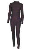 Multicolor Daily Print Sequins Half A Turtleneck Long Sleeve Two Pieces