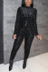 Black Sexy Solid O Neck Regular Jumpsuits